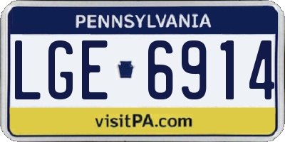PA license plate LGE6914