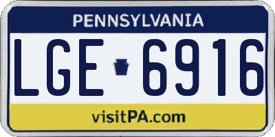 PA license plate LGE6916