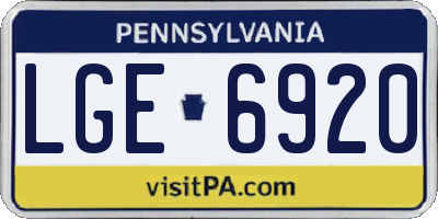 PA license plate LGE6920