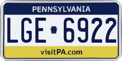 PA license plate LGE6922