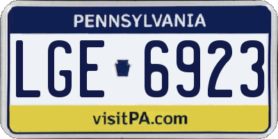 PA license plate LGE6923
