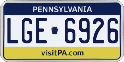 PA license plate LGE6926