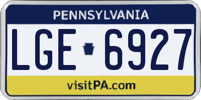 PA license plate LGE6927