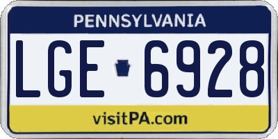 PA license plate LGE6928