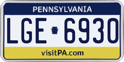 PA license plate LGE6930