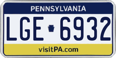 PA license plate LGE6932
