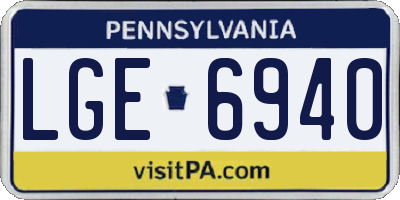 PA license plate LGE6940