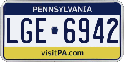 PA license plate LGE6942
