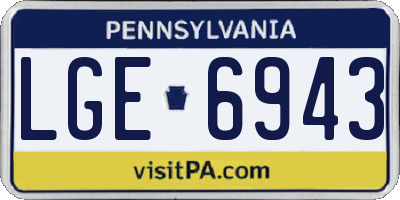 PA license plate LGE6943