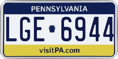 PA license plate LGE6944
