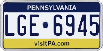 PA license plate LGE6945