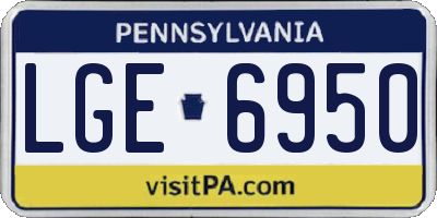 PA license plate LGE6950