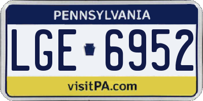 PA license plate LGE6952