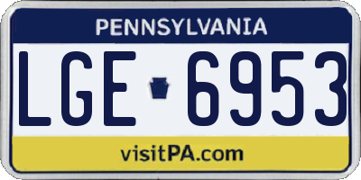 PA license plate LGE6953