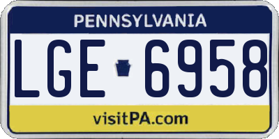 PA license plate LGE6958