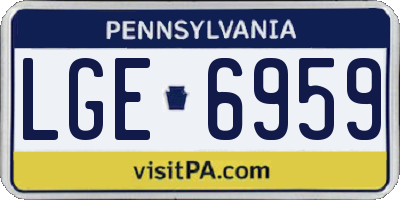 PA license plate LGE6959