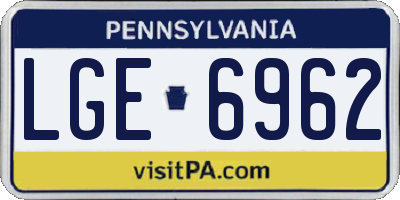 PA license plate LGE6962