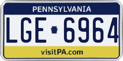 PA license plate LGE6964