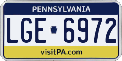 PA license plate LGE6972