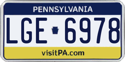 PA license plate LGE6978