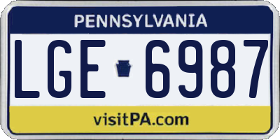 PA license plate LGE6987