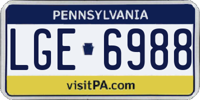 PA license plate LGE6988