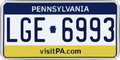 PA license plate LGE6993