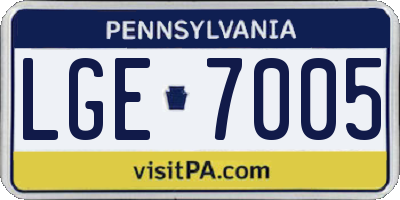 PA license plate LGE7005