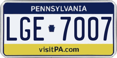 PA license plate LGE7007