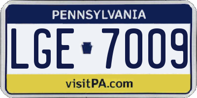 PA license plate LGE7009