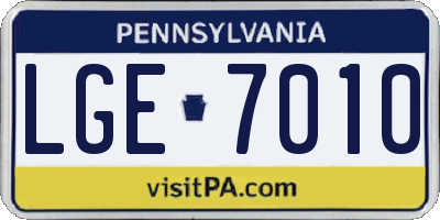 PA license plate LGE7010
