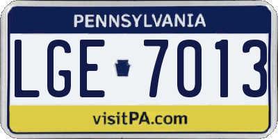 PA license plate LGE7013