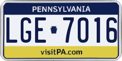 PA license plate LGE7016