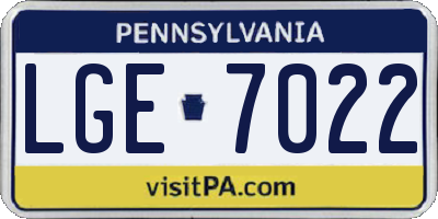 PA license plate LGE7022