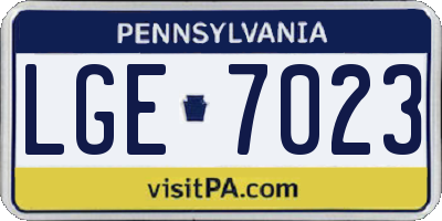 PA license plate LGE7023