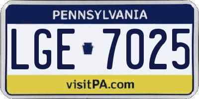 PA license plate LGE7025