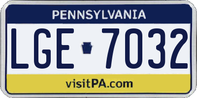 PA license plate LGE7032