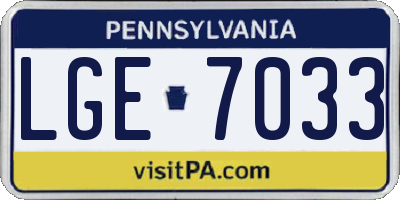 PA license plate LGE7033