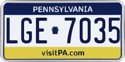 PA license plate LGE7035
