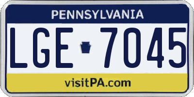 PA license plate LGE7045