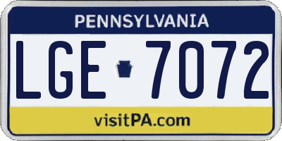 PA license plate LGE7072