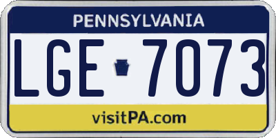 PA license plate LGE7073
