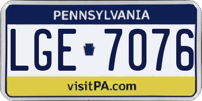 PA license plate LGE7076