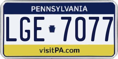 PA license plate LGE7077
