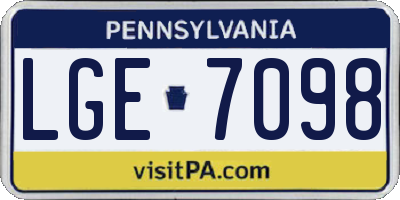 PA license plate LGE7098