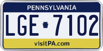 PA license plate LGE7102