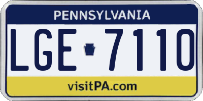 PA license plate LGE7110