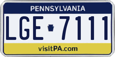 PA license plate LGE7111