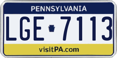 PA license plate LGE7113