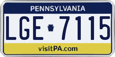 PA license plate LGE7115